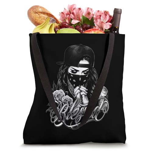 Bolsa tote BLESSED con arte tatuaje chicano, rosa chola, cholo, chicana y mexicana miniatura 4