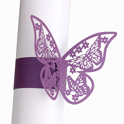 50PCS Napkin Rings, 3D Butterfly Paper Napkin Rings, Hollow Napkin Ring Holders Napkin Ring Buckles for Table Decorations, Wedding, Party, Dinner, DIY Decoration