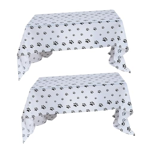 SMASOLO Manteles para Fiestas 2 Piezas Negro Diseño de Pata de Perro Mantel Rectangular de Plástico 137X18 M para Cumpleaños Picnic y Decoración de Mesa