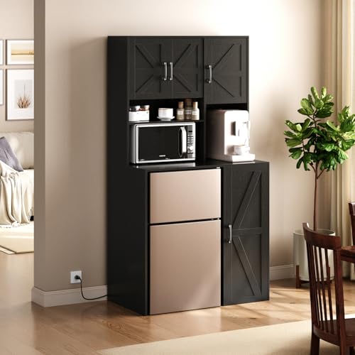 Herture Mini Fridge Cabinet with Storage, Coffee Bar Cabinet with Mini Fridge...