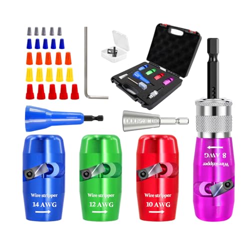 Wire Stripper Tool for American Wire Gauge 8-10-12-14 - EXFEIN Wire Stripping Tool & Wire Twisting Connector Set, Automatic Wire Stripper Cable Wire Connector Toolbox