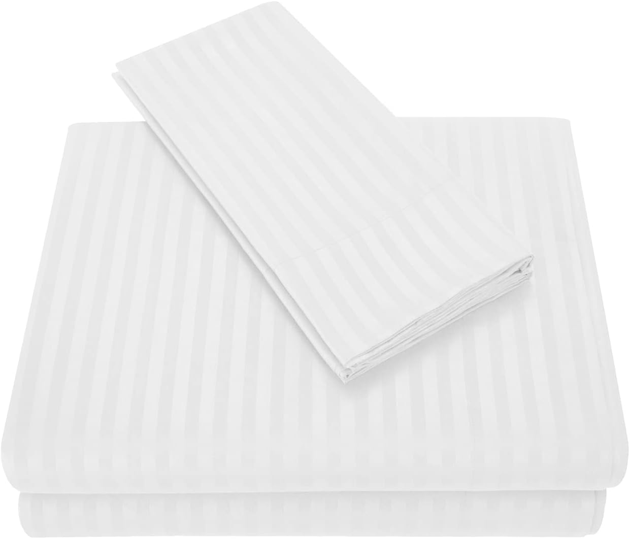 Sheets Brushed Microfiber Bed Sheets Extra Soft Bed Set Fade Resistant Easy Care Bedding Sheets & Pillowcases 3Pcs Set -Twin Stripe White