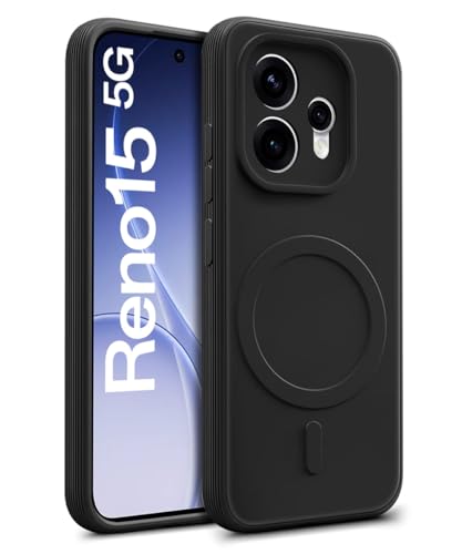 Image of WOW IMAGINE Back Case Cover for Oppo Reno 15 5G | Soft Matte Silicone MagSafe Design (MagSafe Not Supported) | Slim Fit & Shockproof | Camera Protection Bumper Cover (Black)