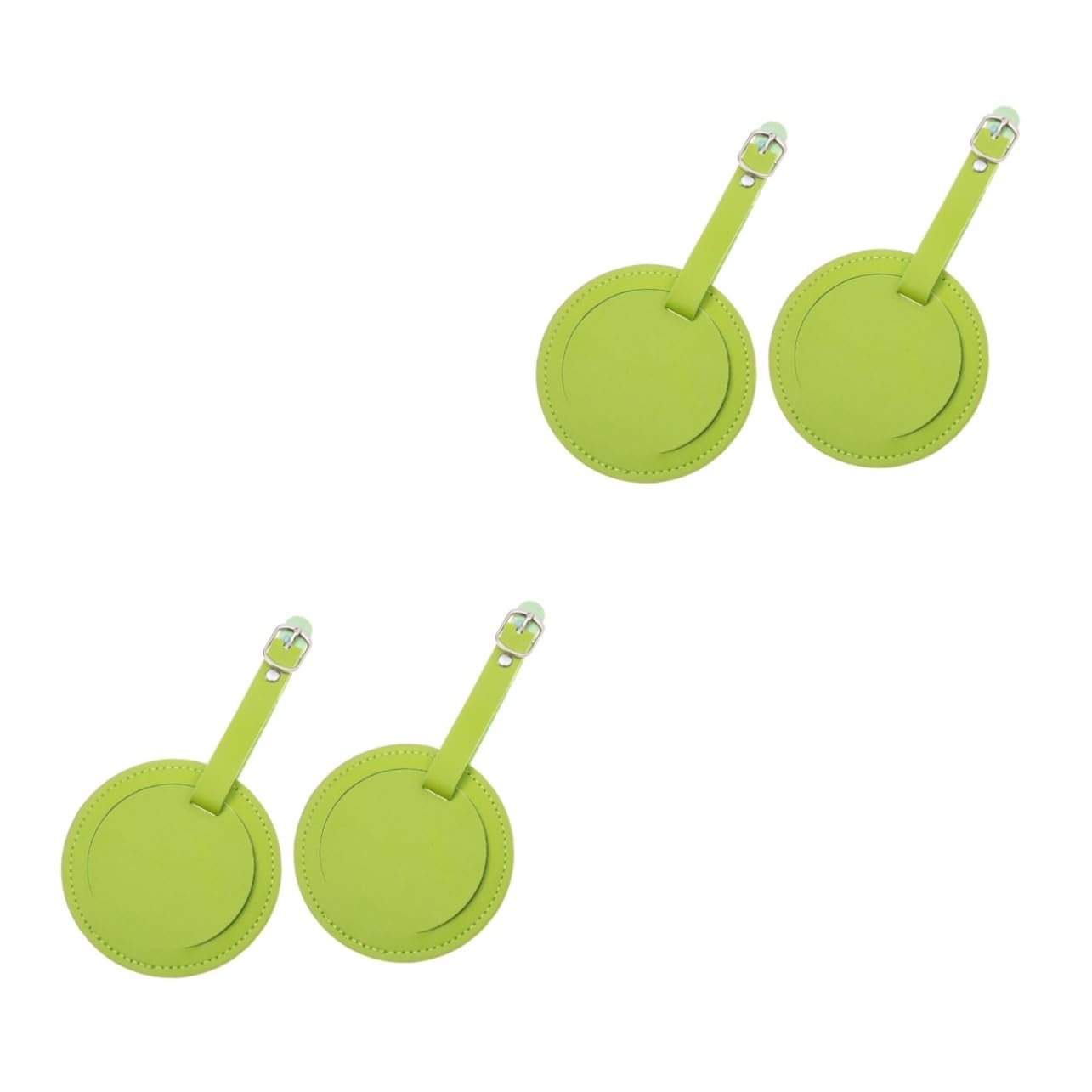 Didiseaon 4pcs Round Pu Leather Luggage Tags Bright Travel Id Labels Strap for Easy Identification Suitcase Name Holder for Backpacks and Baggage