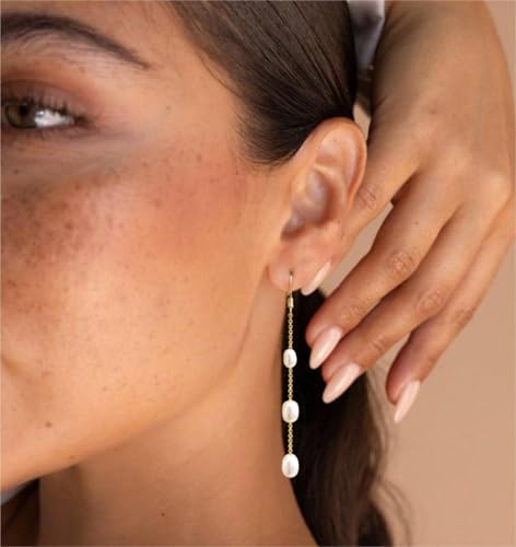 Pearl Earrings for Woman Gold Dangle Aesthetic Dainty Pearl Drop Earrings for Woman Gift and Wedding3