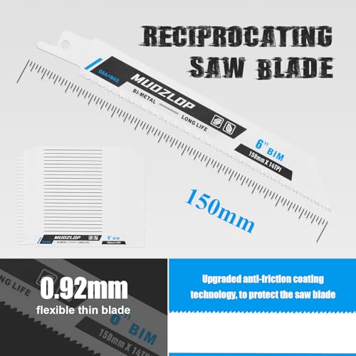 Image of 25 Pack 6 inch Reciprocating Saw Blades Set,14TPI High Carbon Saw Blades, Metal Saw Blades with Organizer Case (25, 14TPI /6 inch)