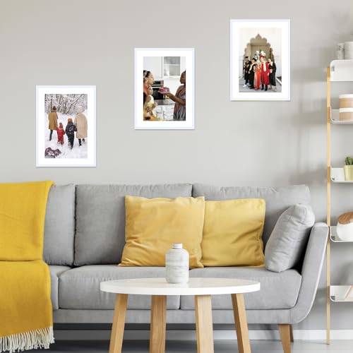 Image of JCJMY 14x20 Picture Frame with 11x17 Mat, Display Photo 11x17 with Mat or 14 x 20 Without Mat, Wall Hanging Large 14 by 20 Poster Frame with Plexiglass, White