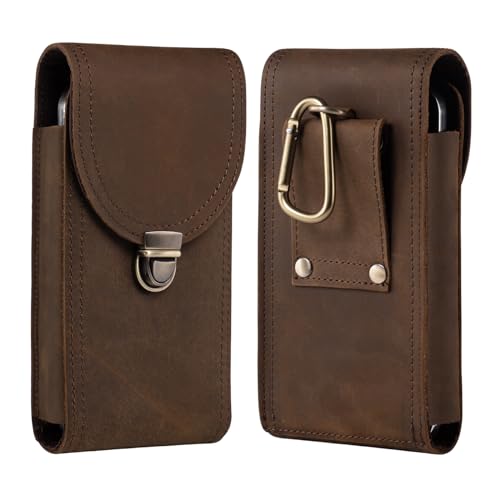 Étui de téléphone à clip pour ceinture en cuir véritable chic pour hommes