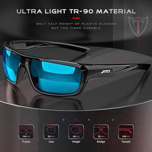 ATTCL Bundle Men's Vintage Driving Polarized Sunglasses Rectangular Metal Frame:(2021-Black+Blue)+(2022-Black+grey)4