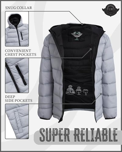Image of URBAN REPUBLIC Boys Puffer Jacket - Packable Warm Insulated Hooded Boys Winter Coat with Pockets (Sizes 4-20)