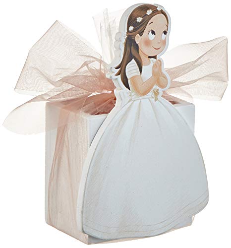 Mopec WD93 Portalápices madera niña Comunión vestido largo 9 caramelos
