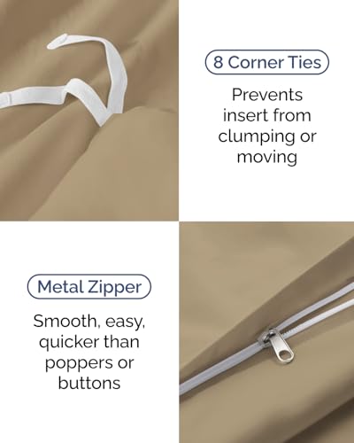 Image of Duvet Cover Twin /Twin XL Size Set - Extra Soft Twin /Twin XL Duvet Cover 68 inch x 90 inch with 1 Pillow Sham for Women, Men, Kids & Teens - Comfy, Easy-Care & Fade Free with Zipper Closures and Ties (Beige)