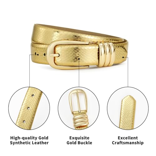 Gold Belts for Women Stylish Leather Belt with Gold Buckle Elegant Dress Belt Women4