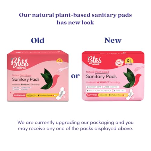 BLISSNATURAL Sanitary Pads For Women (Pack Of 18 Pads) XL Size Sanitary Napkins For Medium Flow | 3x Absorption and Softness Of Feathers Combo Pack of 3