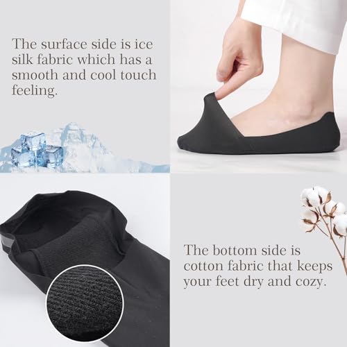 Image of No Show Socks for Women, Non Slip Nylon Thin Footies Invisible Silky Low Liner Socks for Loafers Flats 6 Pairs