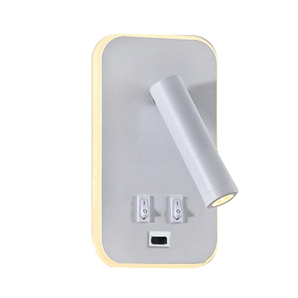 Knadgbft 1 PCS Wall Light Backlight USB Charging 330 Degree Rotation Adjustable Wall Lamp White