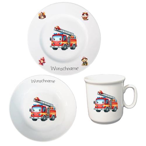 Kindergeschirr personalisiert - Frühstücksservice 3-tlg. Porzellan...