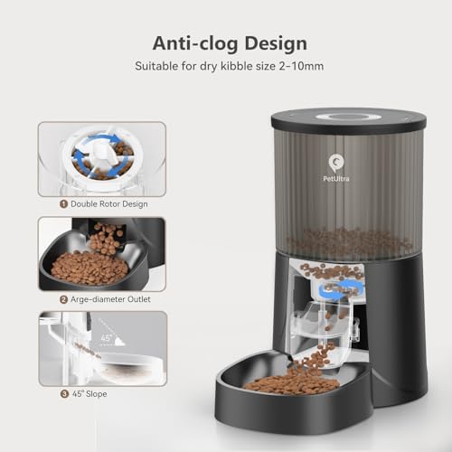 Petultra DU4LB-KY Automatic Cat Feeder: 4L Timed Auto Cat Feeder- Dry Cat Food Dispenser Programmable Control 1-6 Meals thumb #3