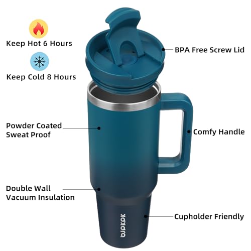 Image of BJPKPK 40 oz Tumbler With Handle Insulated Tumblers With Lid And Straw Stainless Steel Thermal Cup,Indigo Black