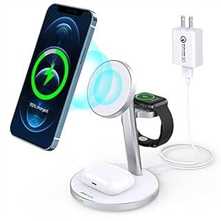 Aouevyo ワイヤレス充電器 3in1 Magsafeに対応 磁気 Apple Watch充電 Airpods充電 iPhone12 / iPhone12 mini / iPhone12 Pro/ iPhone12 Pro Max 対応 15W急速充電 マグネット式 磁石 銀色
