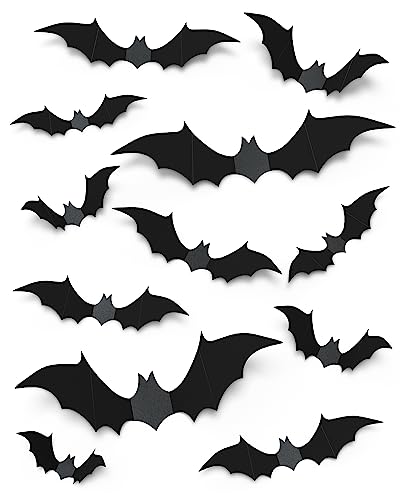 Image of 28 Pcs 3D Halloween Decorations Bats Decor,5 Sizes Bats Wall Decor Indoor | Scary Bat Stickers, Halloween Decorations for Bedroom Bathroom, Door Wall Party Decorations