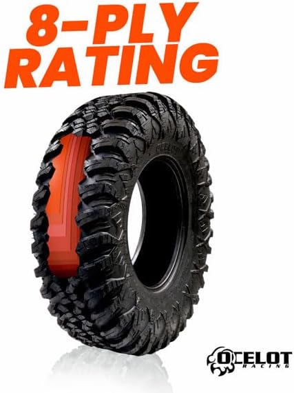 Ocelot Aurora ATV UTV Tire 32 x 10R–15 For All Terrain Style Riding, Durable 8-Ply Radial Construction and Non-Directional Tread Pattern with Thick lugs for Diverse Terrain and Conditions