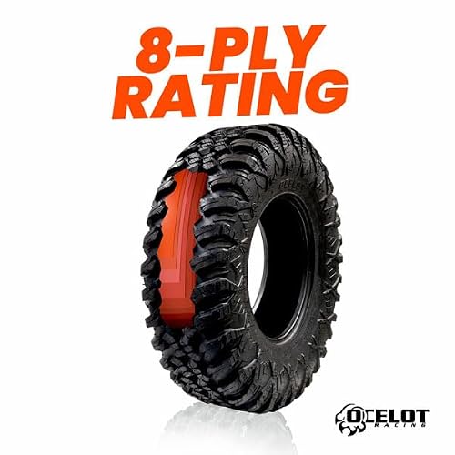 Ocelot Aurora ATV UTV Tire 32 x 10R–15 For All Terrain Style Riding, Durable 8-Ply Radial Construction and Non-Directional Tread Pattern with Thick lugs for Diverse Terrain and Conditions