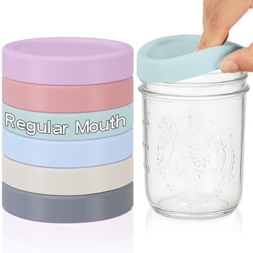 6 Pcs Silicone Mason Jar Lids for 70mm All Regular Mouth Mason Jars