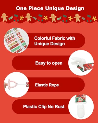 Image of ALVABABY Christmas Paci Clips for Neutral 8 Pack Binky Paci Holder Leashes for Teethers 8DBP03A