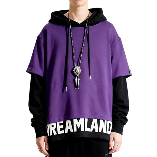 Covisoty Sweat à Capuche Homme Patchwork Pull Homme Sport Capuche Les Loisirs pour Hiver et Automne