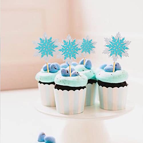 Keaziu 30 Pack Snowflake Cupcake Toppers Frozen Cupcake Picks Winter Frozen Theme Party Christmas Baby Shower Wedding Decoration Supplies Winter Wonderland Theme Cupcake Topper 2 #TOP4