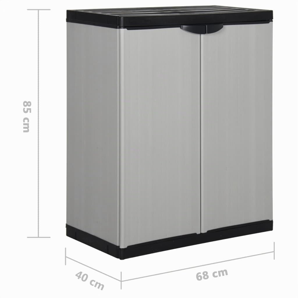 Genérico Armario de jardín con 1 Estante Gris y Negro 68x40x85 cm,Mobiliario,Armarios y Almacenamiento,Taquillas y armarios de Almacenamiento,340981