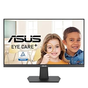 ASUS 24” (23.8-inch viewable) 1080P Eye Care Monitor (VA24EHF) – IPS, Full HD, Frameless, 100Hz, 1ms, Adaptive-Sync, for Working and Gaming, Low Blue Light, HDMI, VESA Mountable, Tilt, BLACK