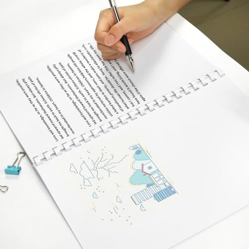 RAYSON Plastikbinderücken, Durchmesser 6 mm, 8 mm, 10 mm, 12 mm, Kapazität 5-90 Blatt, Weiß, Packung mit 100 Stück