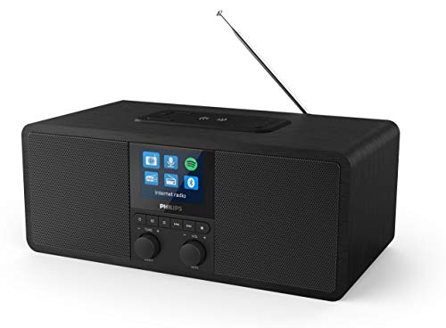 Philips Internetradio R8805/10 DAB+ Radio mit Spotify Connect (Bluetooth, Sleep Timer, Dual Alarm, Qi-Ladepad für Mobiltelefone, USB) Schwarz - 2020/2021 Modell