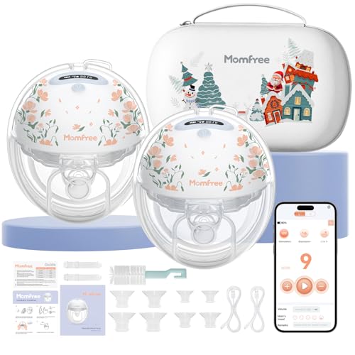 Image of Breast Pump Hands Free F6, Wearable Breastpumps App Compatible, Double-Sealed Flange Electric Portable Breast Pump, 3 Modes & 9 Levels Christmas Style