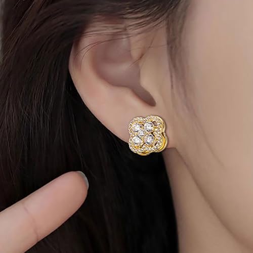 Boucles d'oreilles quatre feuilles argent sterling anti-allergie - 7