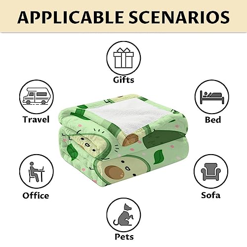 Blanket for Girls - 60"x80" Cute Avocado Throw Gifts - Green Soft Fuzzy Blankets for Bed, Couch & Living Room