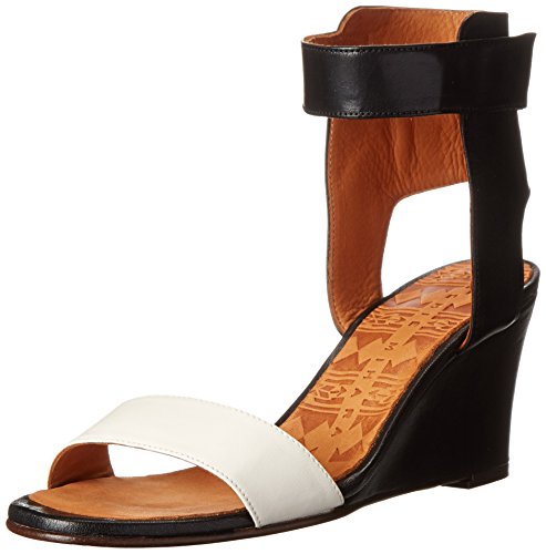 Chie Mihara Sandalias de cuña Ruter para mujer, Alma Leche Alma Negro, 41.5 EU