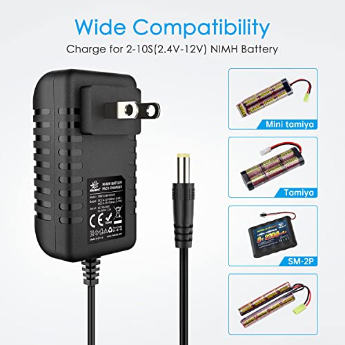 Melasta Rc Battery Charger For 2.4-12V Nimh Battery Pack, Rc Car Battery Charger With Dc Connector Compatible With Tamiya, Mini Tamiya, Sm 2P, Jst, Huanqi, 7.2V 8.4V 9.6V Nimh Universal Rc Charger #TOP3