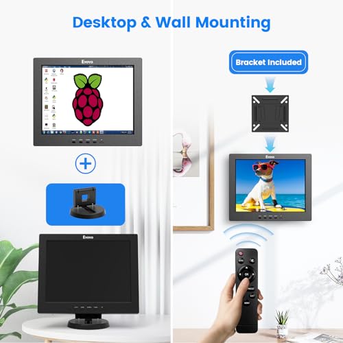 Image of Eyoyo 12 Inch HDMI Monitor with BNC VGA AV HDMI Input 800x600 Portable 4:3 TFT LCD Mini HD Color Screen with Built-in Speaker
