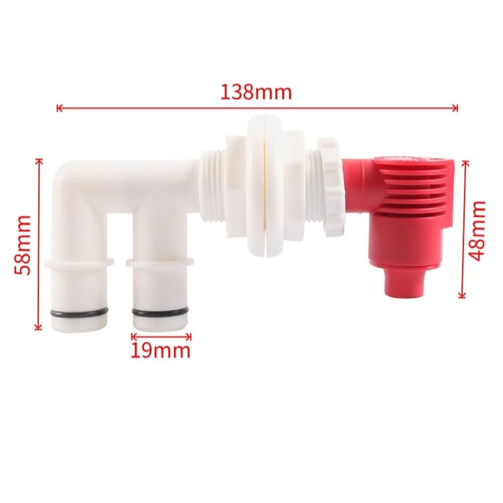 Marine Livewell - Kit de válvula de drenaje aireador con construcción ABS y manguera de PVC para sistema de oxigenación de barcos de pesca, color blanco A