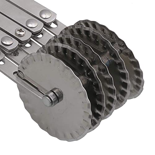 3 Wheel Stainless Steel Pizza Wheel Tool Adjustable Dough Divider for Pastry ,Pizza, Pasta, Cakes & Cookies Baking (double side 5 wheel)