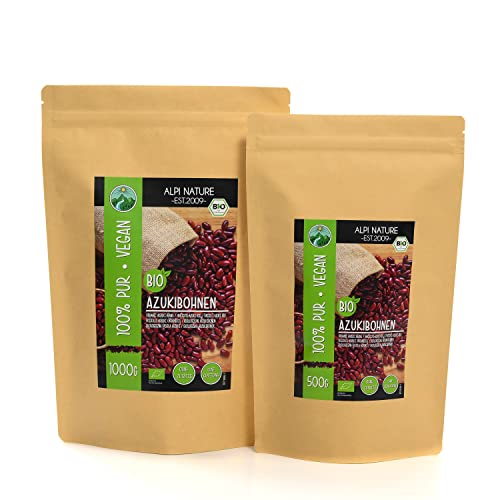 Alpi Nature Azukibohnen BIO 1kg, ganze Adzukibohne, rote Adzukibohnen für Curry, Salat und Reis