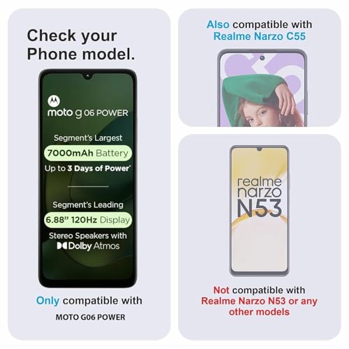 Image of Tempered Glass Screen Protector Compatible For MOTO G06 /G06 POWER 5G / Motorola G06 /G06 POWER 5G with Easy Self Installation Kit