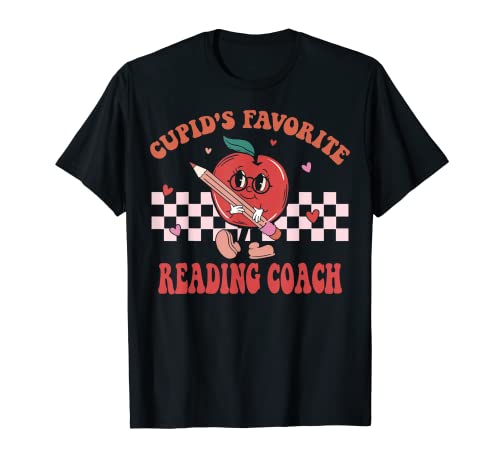 Cupids Favorite Reading Teacher Retro Groovy Día de San Valentín Camiseta