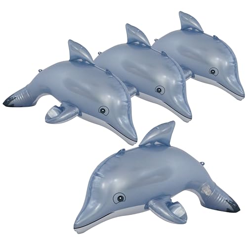 Jet Creations Inflatable Aquatic Animal Dolphin, Pack of 4, 20 inches Long Toys for Kids 3 Year and up, Decoration with Hangers (2) per Dolphin, 1...