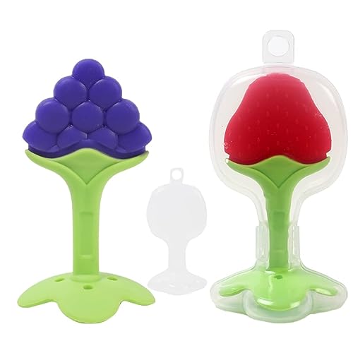 Image of DKB Infants Silicone Teether Ideal Teether For 6 To 12 Months Baby, Bpa Free Teething Toys For Babies, 2 Pcs Same Design Color Blue & Red
