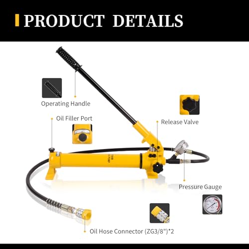 Image of 2 Speed Hydraulic Pumps Hand Operated 10000Psi with Pressure Guage 1.8m Length Hose, 900cc Hydraulic Hand Pump,Single Acting Hydraulic Pump Manual Pump for Industry,CP-700B