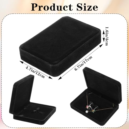 6 Pcs Velvet Jewelry Set Box Jewelry Display Case Earring Ring Bracelet Necklace Gift Box Pearl Necklace Storage Case for Mother's Day Wedding Travel Anniversary (Black)2